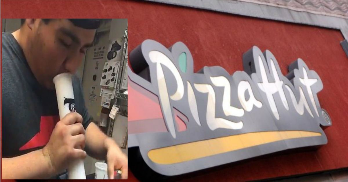 Watch: Pizza Hut Employee Caught Smoking Out Of A Bong On New Year's Eve